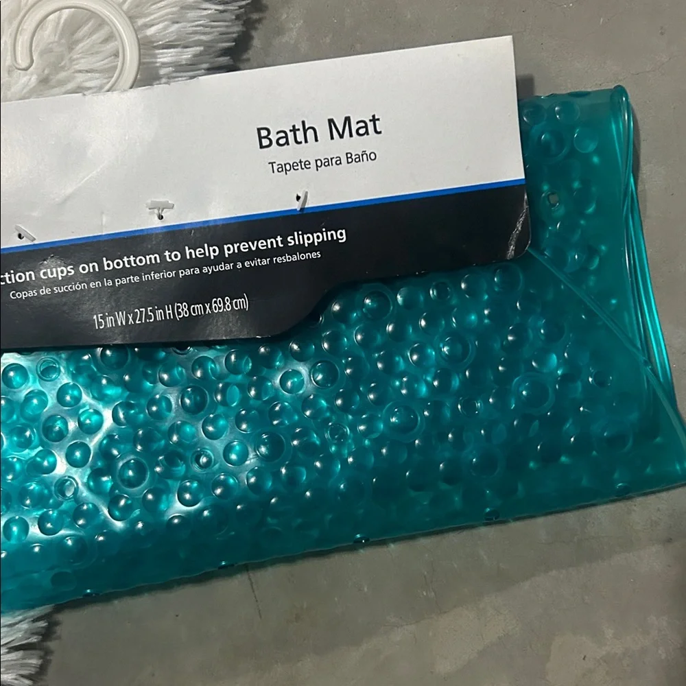🩶5/$30 Mainstays Teal Textured Oval Bath Mat with Suction Cup Buttom NEW